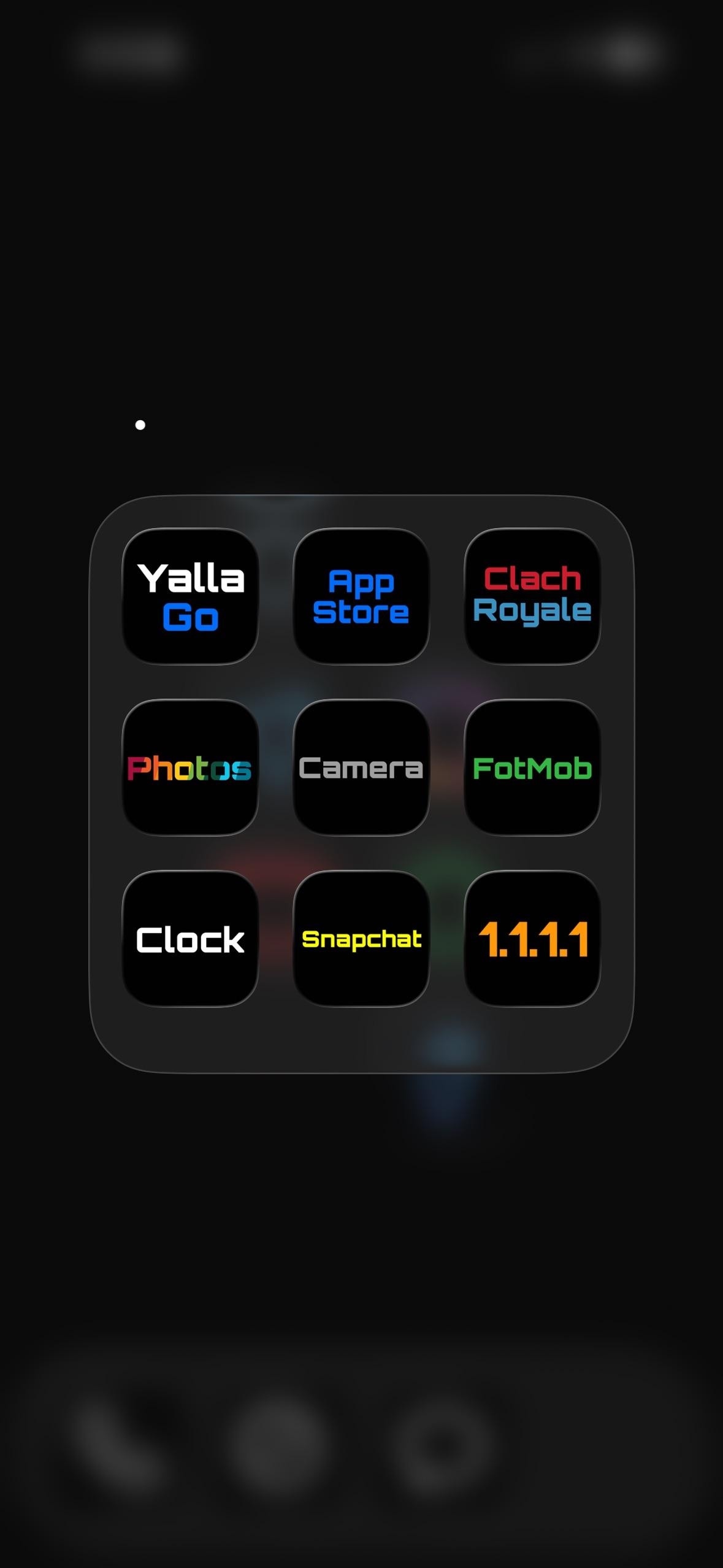 Pure-black setup with neon and word icons