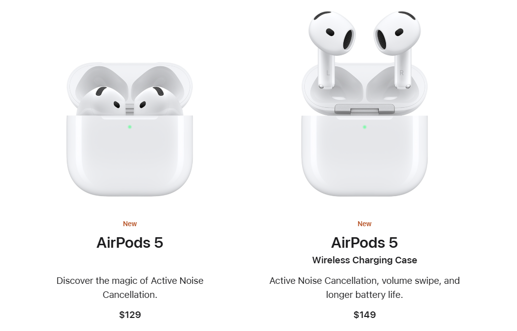AirPods 5 put ANC in both models, five hours in one