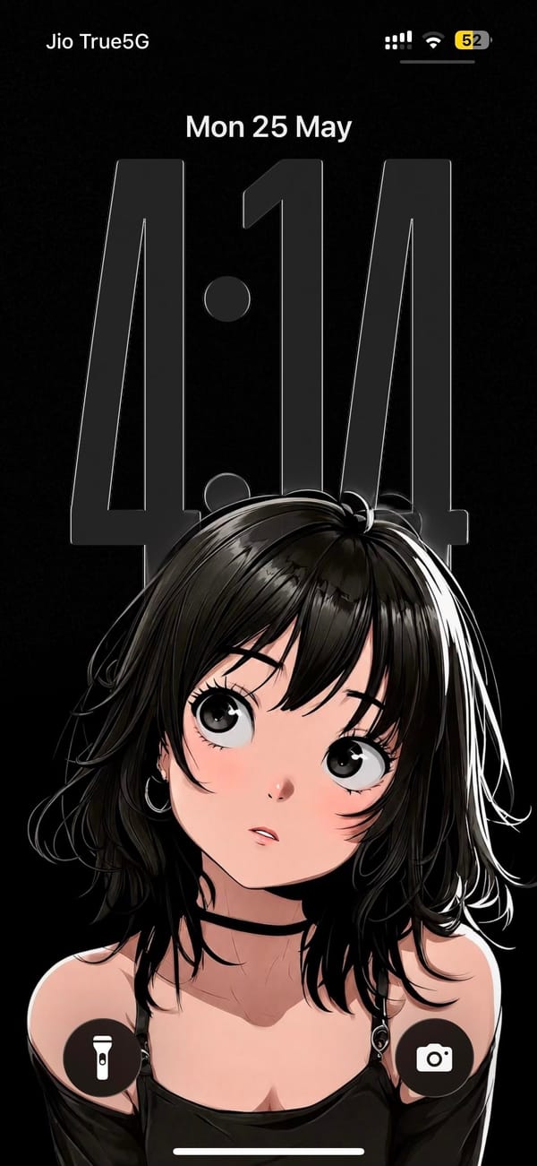 Dark monochrome icon set and an anime lock screen