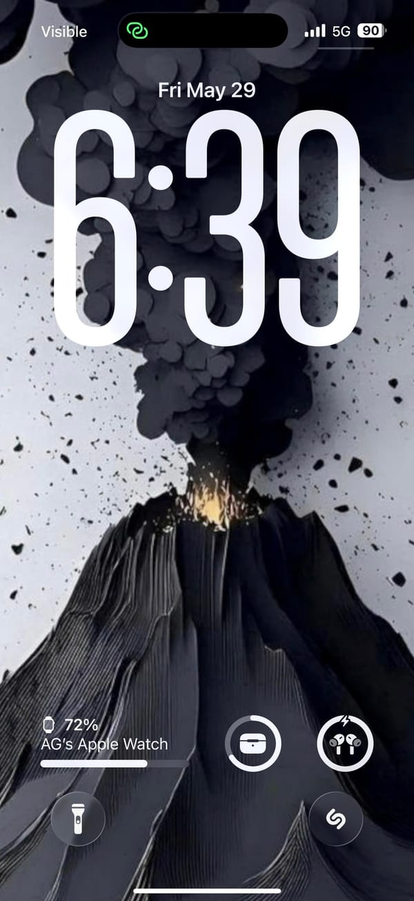 Dark monochrome setup with a volcanic lock screen