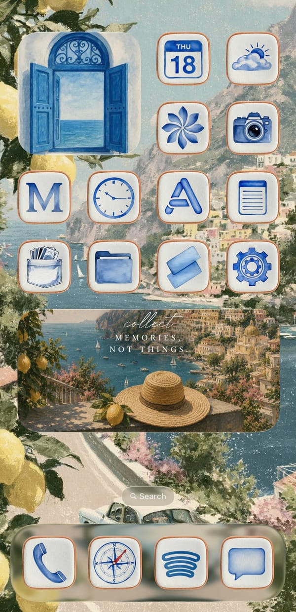 An Amalfi Coast theme in watercolor blue