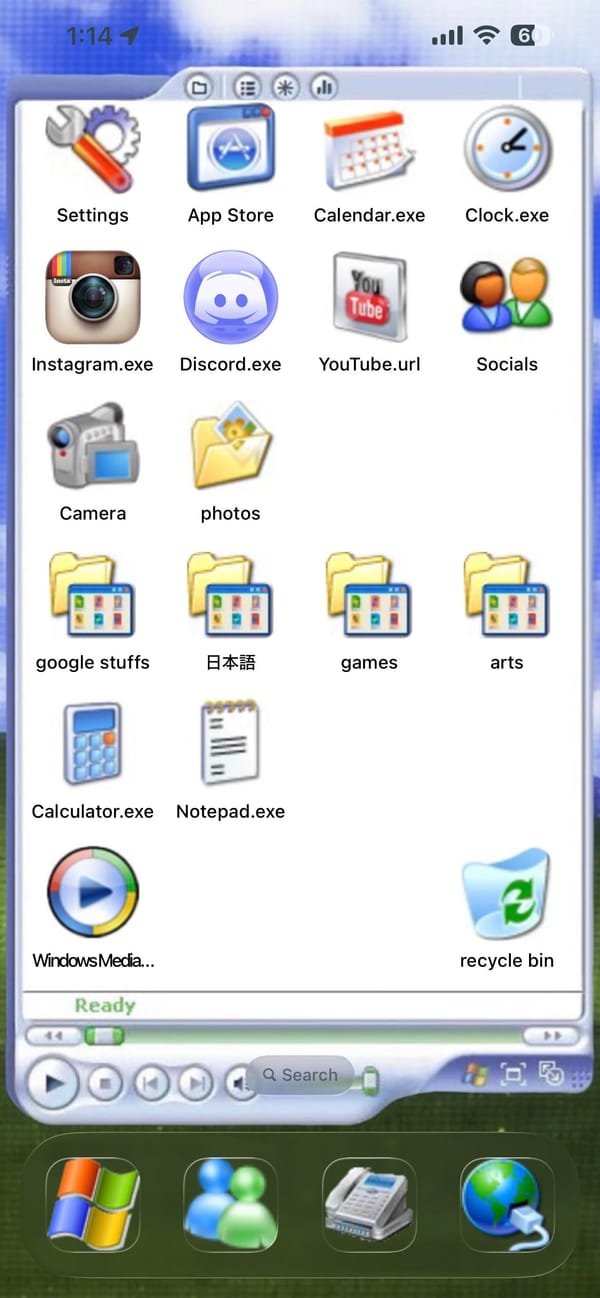 A Windows XP home screen built on an iPhone