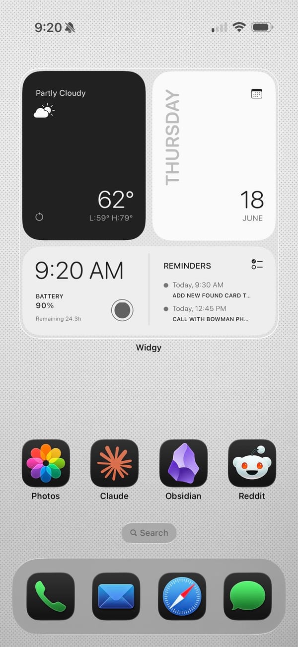 A light Widgy dashboard for Obsidian and Claude